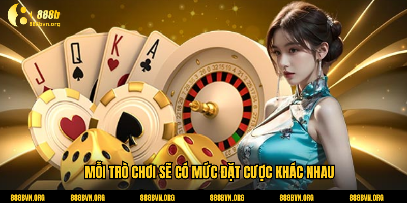 Mỗi trò chơi sẽ có mức đặt cược khác nhau